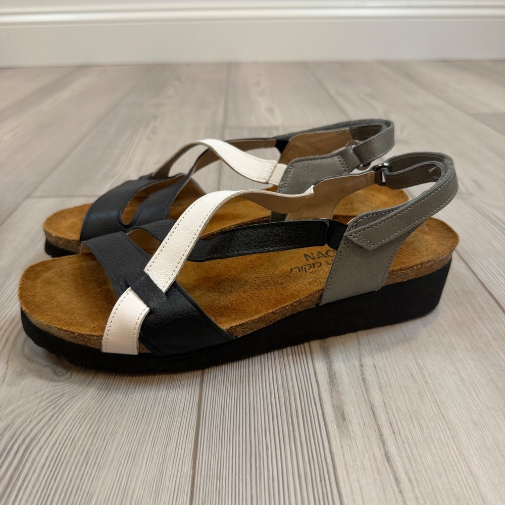 NEW Naot Bernice Elegant Sandals Caviar Rainy White Leather Platform 41 Women 10